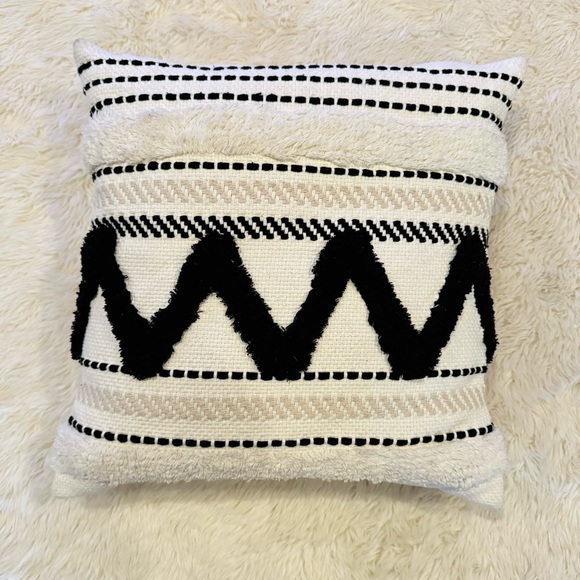 Black & White Textured Boho Accent Pillow Cover - Picture 2 of 10